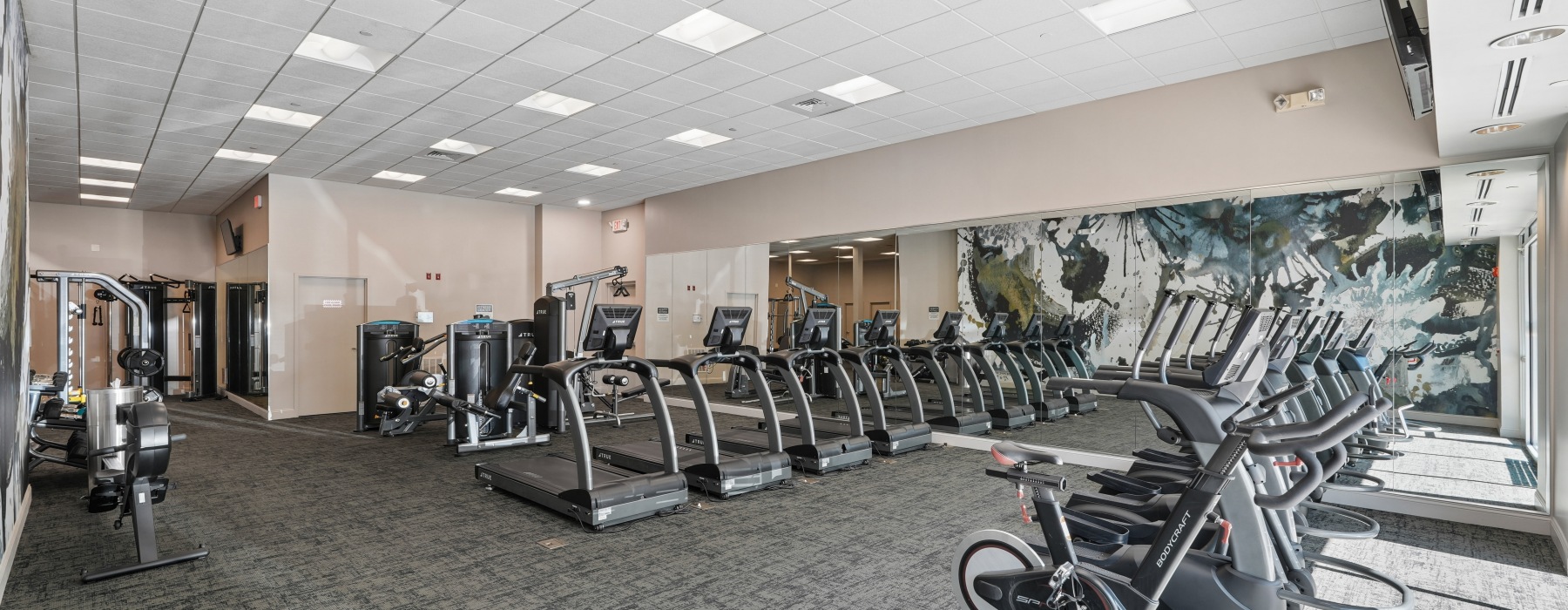 Fitness center with cardio and strength machines